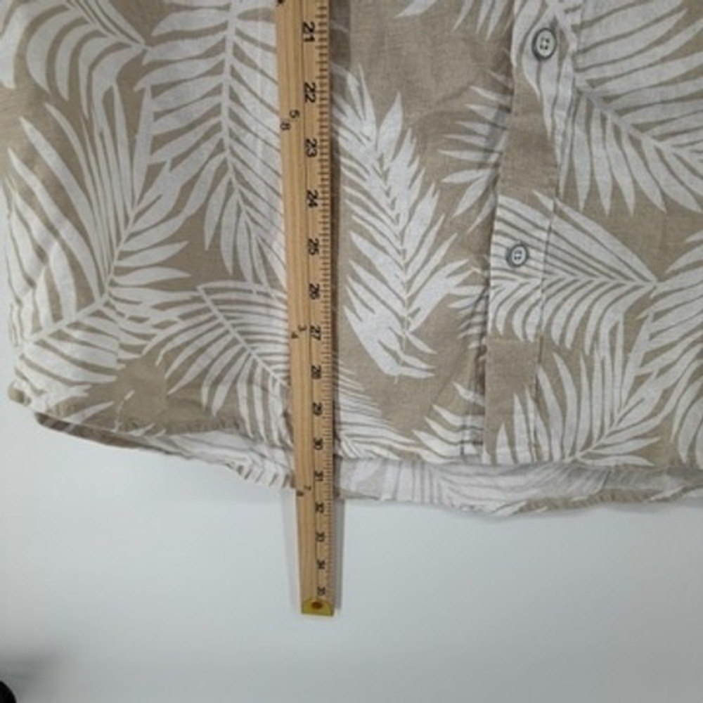 Kenneth Cole New York Mens 2X Tan White Palm Leaf Linen Blend Shirt KNXM05NN7T3 - Picture 8 of 8